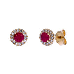 Load image into Gallery viewer, EFC54135. 14K Solid Yellow Gold Diamond and Gemstone Stud Earring