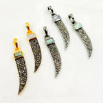 Load image into Gallery viewer, DP249. Diamond Silver Horn Pendant with Gemstone