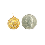 Load image into Gallery viewer, 14K Solid Gold with Diamonds Circle Sun Shape Charm with Star in the Center. GDP203