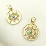 Load image into Gallery viewer, 14K Solid Gold Diamond Evil Eye Charm. GDP187