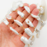 Load image into Gallery viewer, Shop Gold Plated Wire Biwa Freshwater Pearl Chain