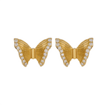 Load image into Gallery viewer, Solid Gold Diamond Butterfly Studs Earrings