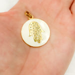 Load image into Gallery viewer, Sterling Silver Round Hamsa Enamel Pendant