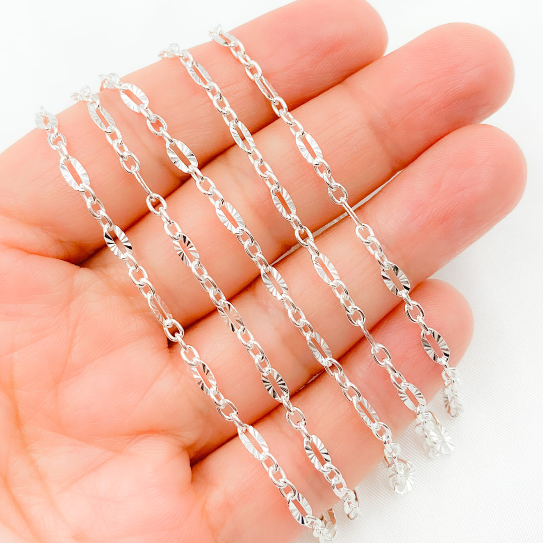 Z104SS. Sterling Silver Diamond Cut & Smooth Oval Link Chain.