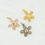 Load image into Gallery viewer, Diamond Sterling Silver Flower Charm with Polki Diamond