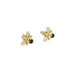 Load image into Gallery viewer, ER417984Y. 14K Solid Gold Diamond and Black Diamond Bee Studs Earrings
