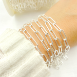 Load image into Gallery viewer, Sterling Silver Smooth Paperclip Link Chain