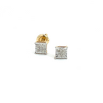 Load image into Gallery viewer, EFB51010. 14K Solid Gold and Diamonds Square Earrings