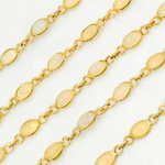 Load image into Gallery viewer, ETH13. Ethiopian Opal Oval Shape Bezel Gold Plated Wire Chain