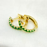 Load image into Gallery viewer, 14K Solid Gold Blue Sapphire Huggies