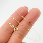 Load image into Gallery viewer, 024GNBUSIT218K. 18K Yellow Solid Gold Flat Bar and Singapore Link Necklace