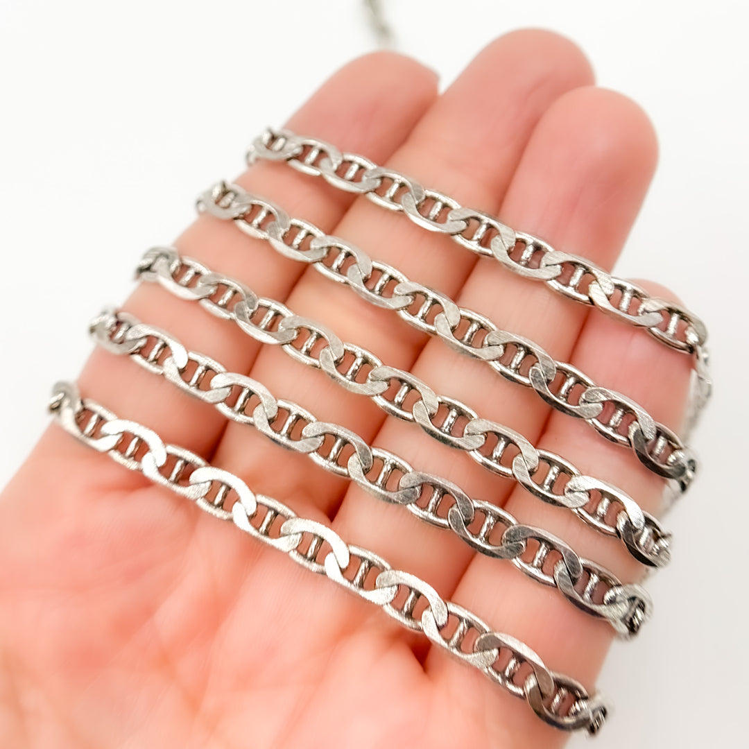 Oxidized Sterling Silver Flat Marina Chain