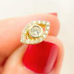 Load image into Gallery viewer, EFC52002WS. 14k Solid Yellow Gold Diamond Eye earrings