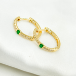 Load image into Gallery viewer, EHC56665EM. 14k Solid Gold Diamond and Emerald Hoops