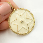Load image into Gallery viewer, DP803A. Diamond Sterling Silver Round Flower Enamel Pendant