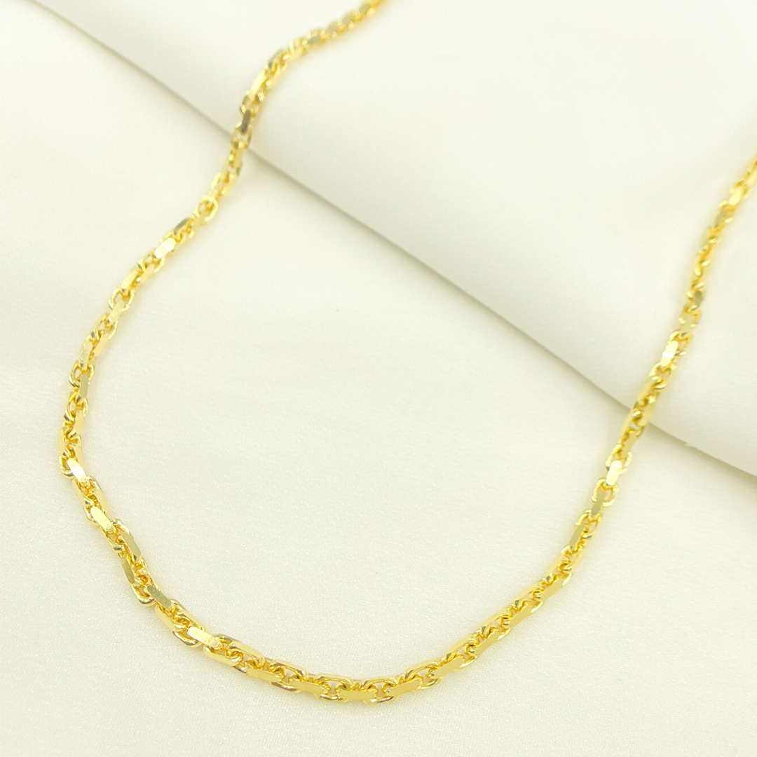 14K Solid Gold Diamond Cut Box Link Chain
