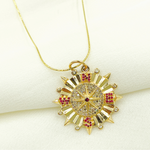 Load image into Gallery viewer, 14K Gold Circle Compass Charm with Diamonds and Stones. KG132