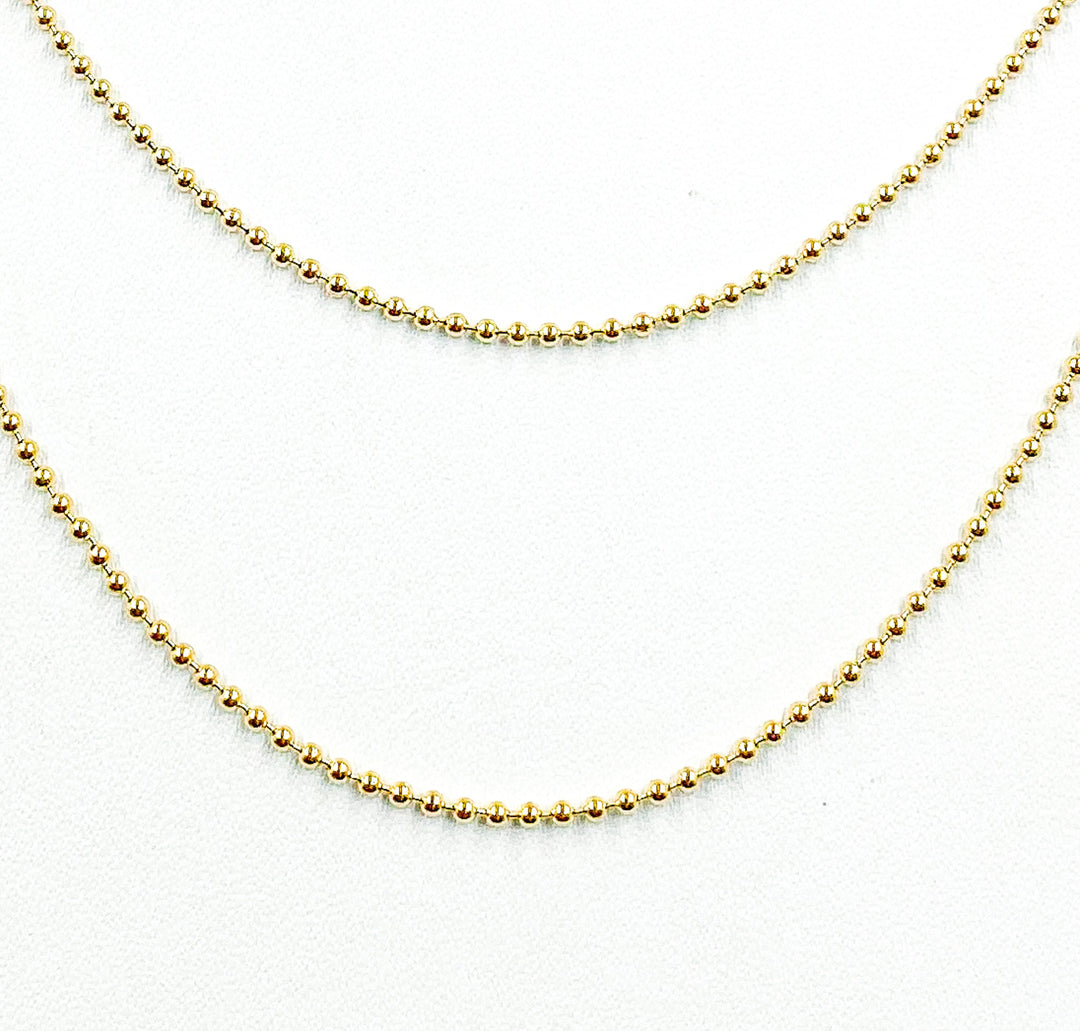 14k Gold Filled Finished 1.5mm Ball Chain Necklace. 1.5BLCNecklace