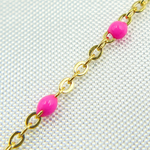 Load image into Gallery viewer, 14k Solid Gold Cable Pink Enamel Chain. 30KFBFPF14Y
