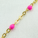 Load image into Gallery viewer, 14k Solid Gold Cable Pink Enamel Chain