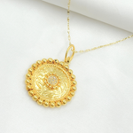 Load image into Gallery viewer, 14K Solid Gold with Diamonds Circle Charm. KG23