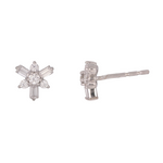 Load image into Gallery viewer, Buy 14K Solid White Gold Diamond Flower Stud Earrings