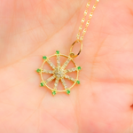 Load image into Gallery viewer, GDP646. 14K Solid Gold Circle Charm with Diamond and Gemstone