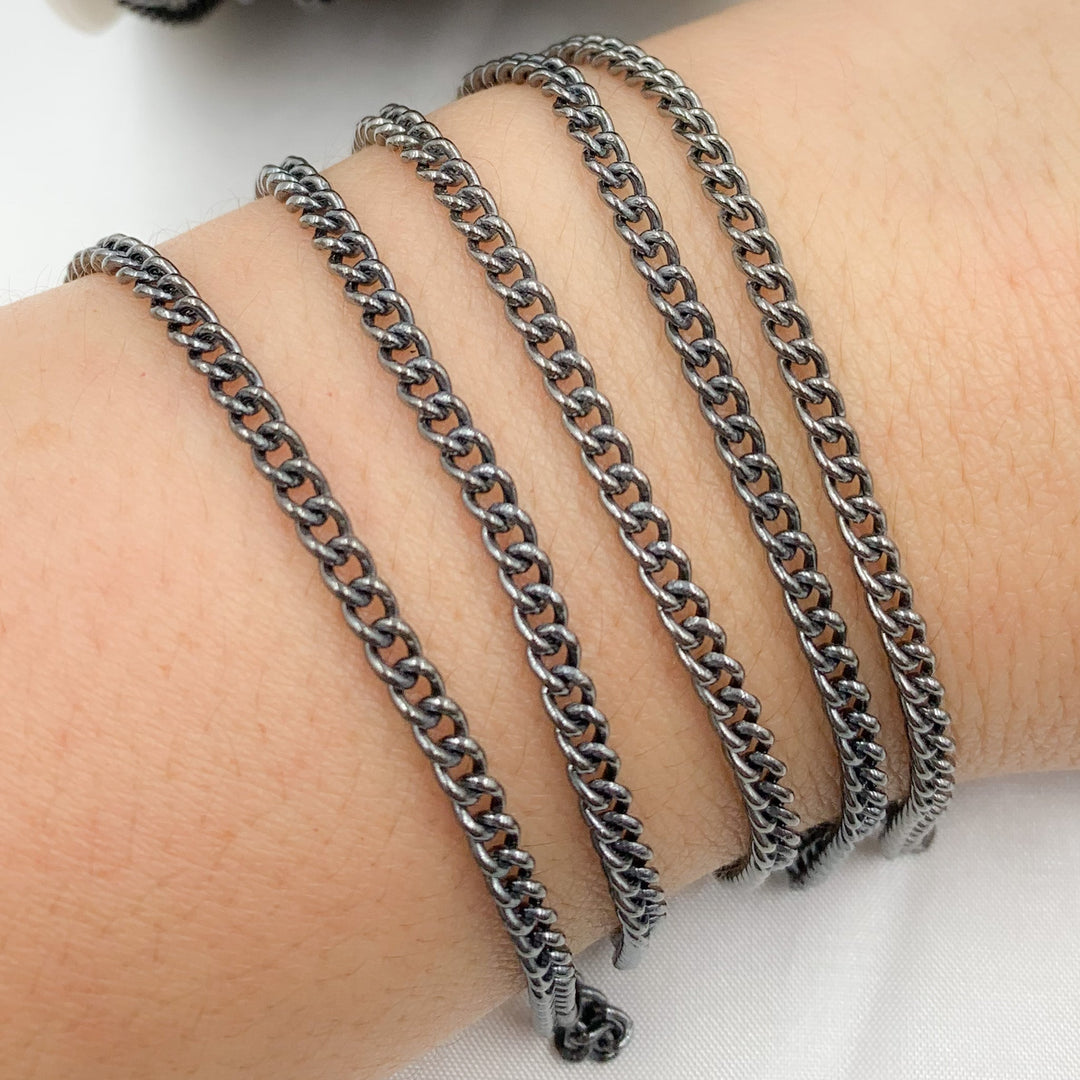 Y1OX. Oxidized Sterling Silver Curb Chain