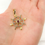 Load image into Gallery viewer, Diamond Sterling Silver Round Arrow Pendant with Gemstone