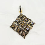 Load image into Gallery viewer, DP168. Diamond Sterling Silver Rhombus Shape Pendant with Gemstone