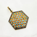 Load image into Gallery viewer, DSP011. Diamond Silver Hexagon Gemstone Pendant