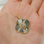 Load image into Gallery viewer, 14k Solid Gold and Sterling Silver Diamond Flower Charm. KSG62