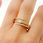 Load image into Gallery viewer, 14k Solid Gold Spiral Baguette Diamond Ring.
