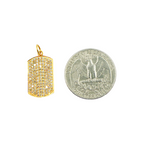 Load image into Gallery viewer, GDP92. 14K Solid Gold Charm. Rectangular Pendant with Diamonds