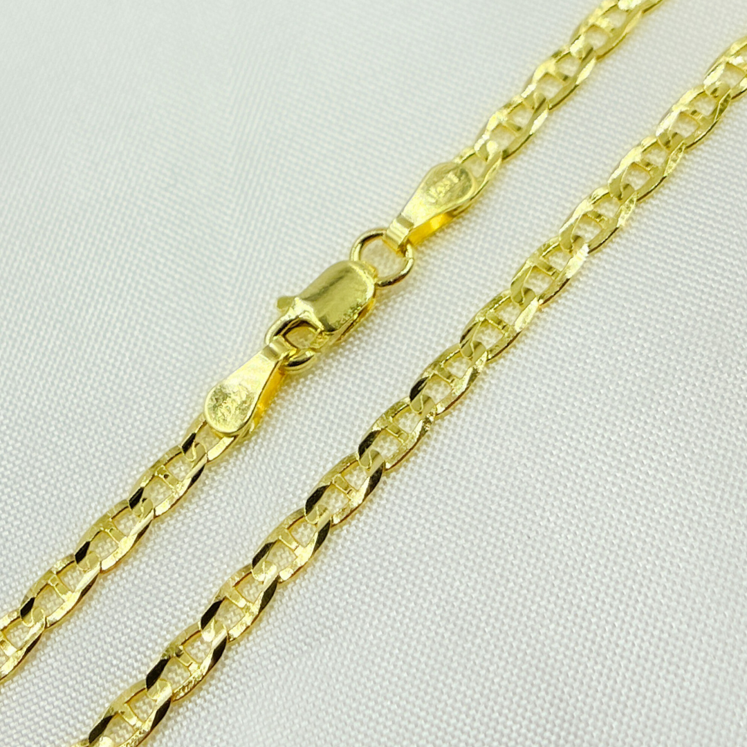 14k Solid Gold Flat Marina Link Chain