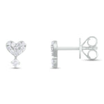 Load image into Gallery viewer, ER421146. 14K Solid Gold Diamond Heart Studs