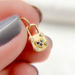 Load image into Gallery viewer, Solid Gold Diamond Heart Lock Charm