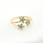 Load image into Gallery viewer, 14K Solid Yellow Gold Diamond Open Flower Ring.