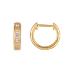Load image into Gallery viewer, 14K Solid Gold Diamond Hoop Earrings