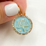 Load image into Gallery viewer, Diamond Sterling Silver Round Libra Zodiac Enamel Pendants