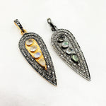 Load image into Gallery viewer, Diamond Silver Long Drop Pendant with Gemstone