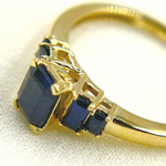 Load image into Gallery viewer, 14K Solid Yellow Gold Blue Sapphire Cluster Ring.