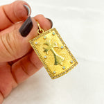 Load image into Gallery viewer, DP312. Diamond Sterling Silver Rectangle Cross Pendant with Gemstone
