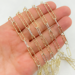 Load image into Gallery viewer, Silver Paperclip Diamond Cut Long Gold Plated Link & Short Silver Link Chain