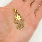 Load image into Gallery viewer, DP597. Diamond & Sterling Silver Star Hamsa Pendant
