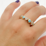 Load image into Gallery viewer, 14k Solid Gold Diamond and Turquoise Heart Ring.