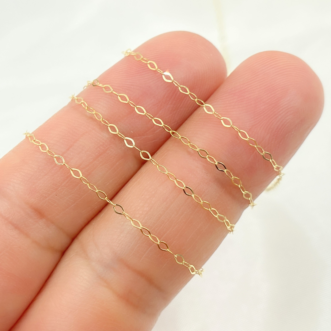 14k Solid Yellow Gold Flat Oval Link Chain. 018FLBLbyft