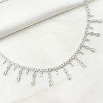 Load image into Gallery viewer, NFT71052. 14K Solid White Gold Diamond Dangle Bars Necklace
