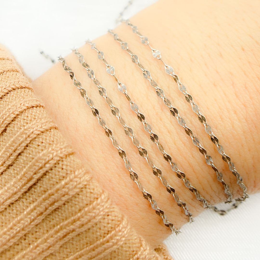 Z46OX. Oxidized Sterling Silver Flat Marina Chain