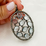 Load image into Gallery viewer, DSP018. Diamond Sterling Silver Oval Pendant With Gemstone